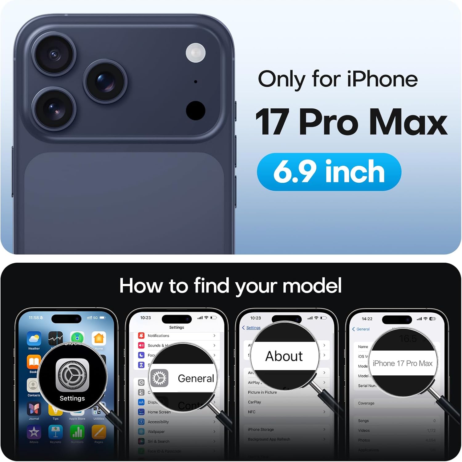 TAURI for iPhone 17 Pro Max Case, Compatible with MagSafe, (Full Camera Protection) Camera Control Cover Solid-Color Matte Magnetic Phone Case for 17 Pro Max, Blue