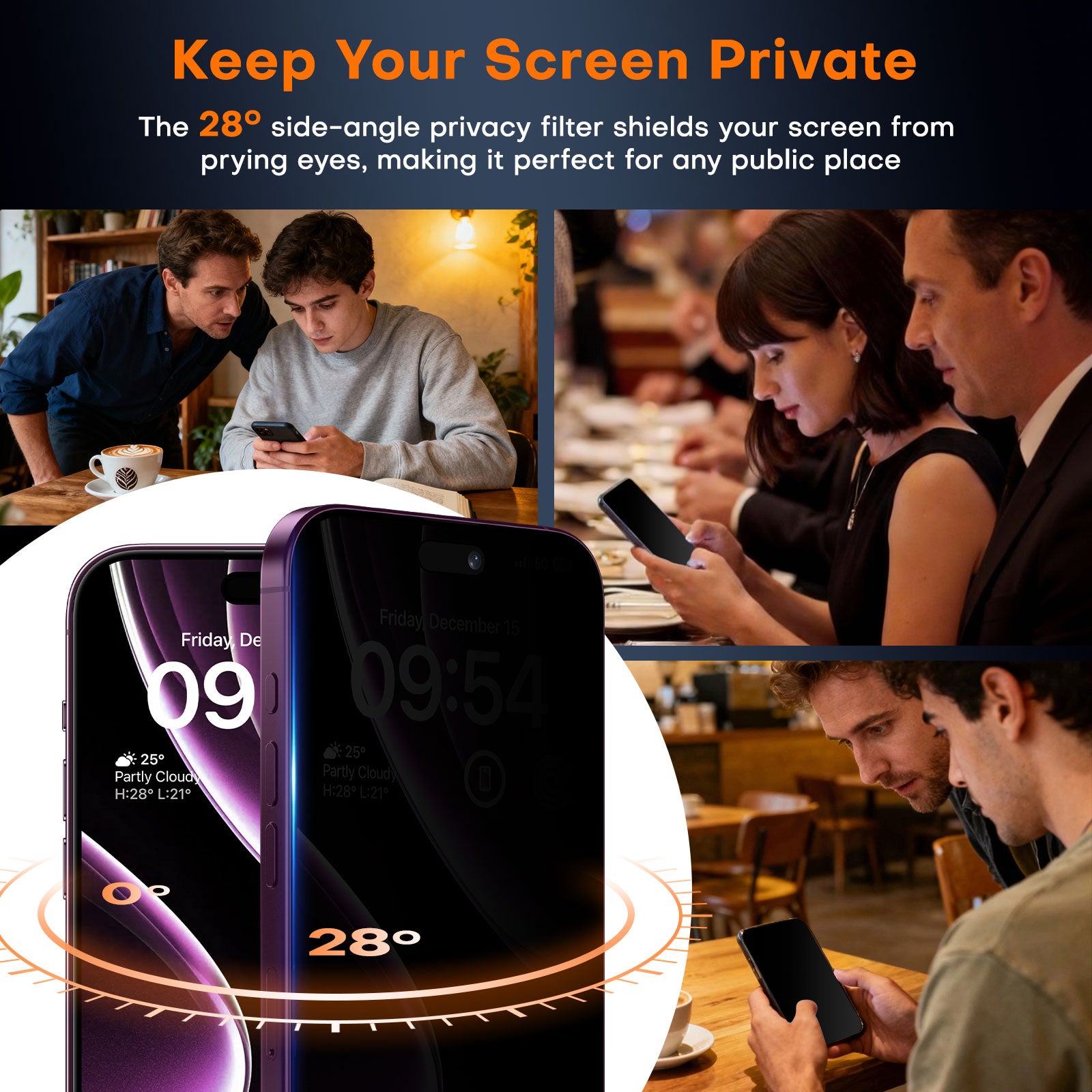 TAURI 2 Pack for 18 Pro Max Privacy Screen Protector, 1-Step Install