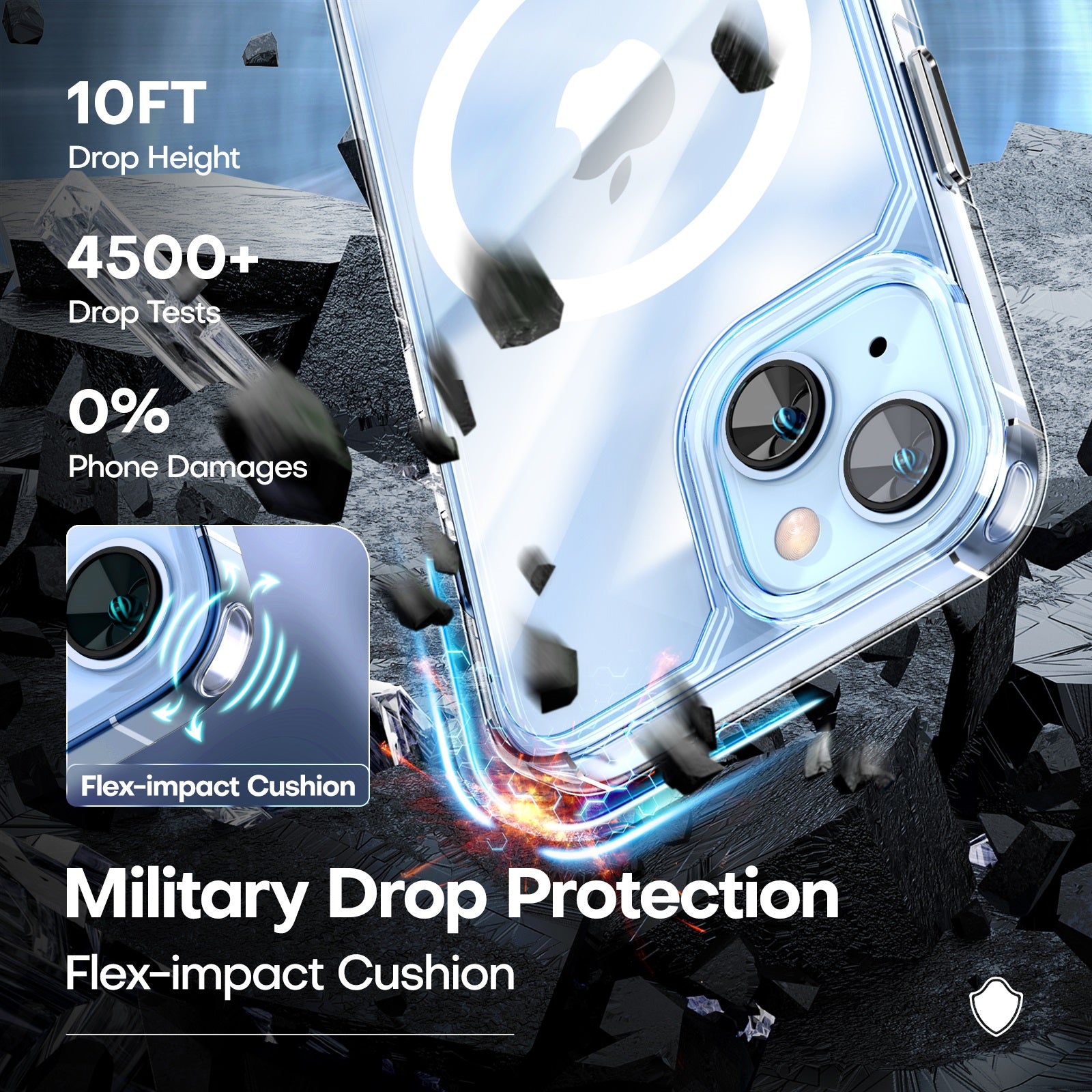 TAURI 3 in 1 Magnetic for iPhone 14 Case Clear, [Compatible with MagSafe] with 2X Screen Protectors, Military-Grade Drop Protection Shockproof Slim 14 Cover 6.1 Inch