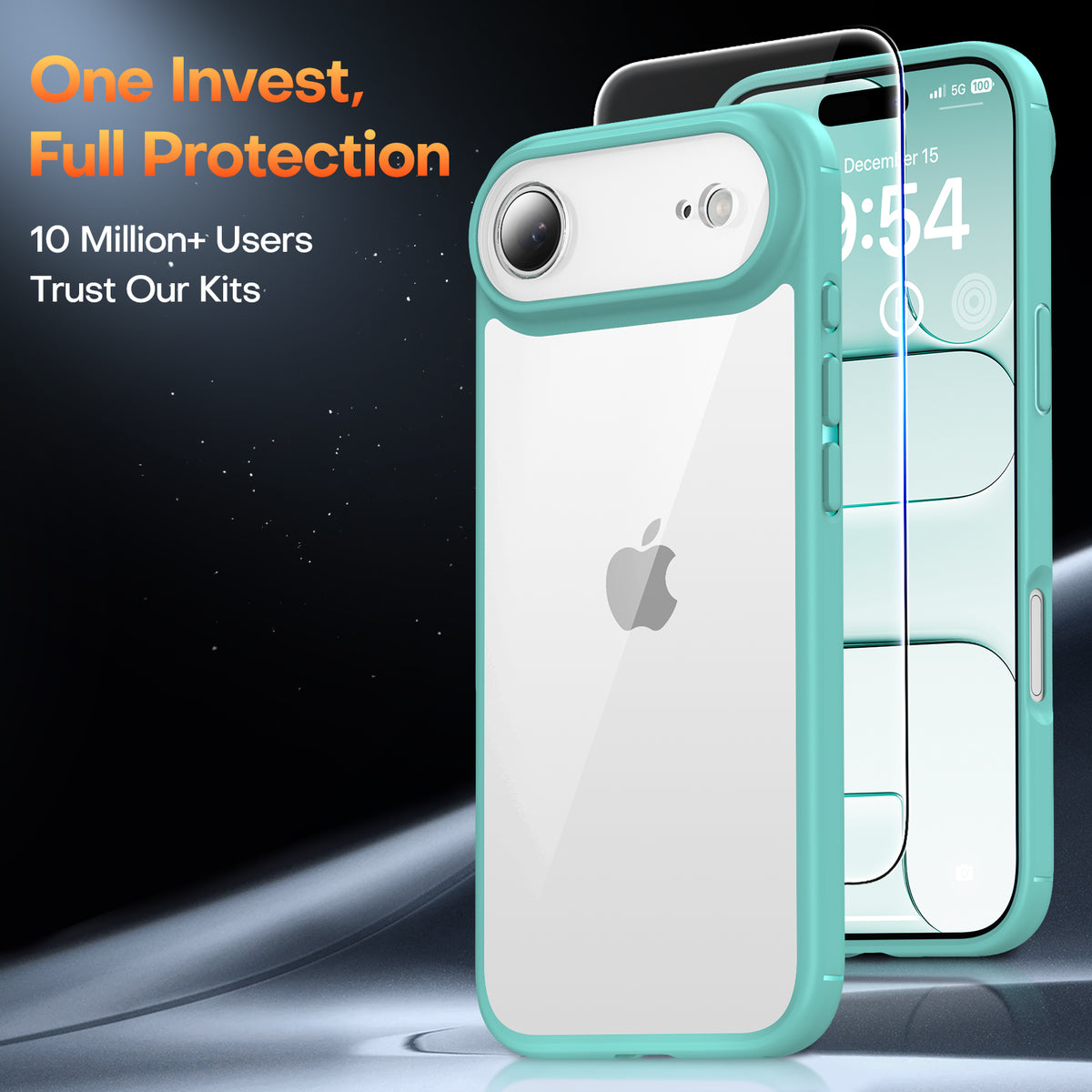 TAURI for iPhone Air Case, Full Camera Protection with Screen Protector, Anti-Yellowing Military-Grade Protection Shockproof Slim Phone Case for iPhone 17 Air 6.5 inch, Green
