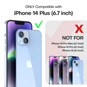 TAURI [5 in 1] for iPhone 14 Plus Case [Not Yellowing], with 2 Tempered Glass Screen Protectors+2 Camera Lens Protectors [Military Grade Protection] Shockproof Slim iPhone 14 Plus Case 6.7 Inch-Clear