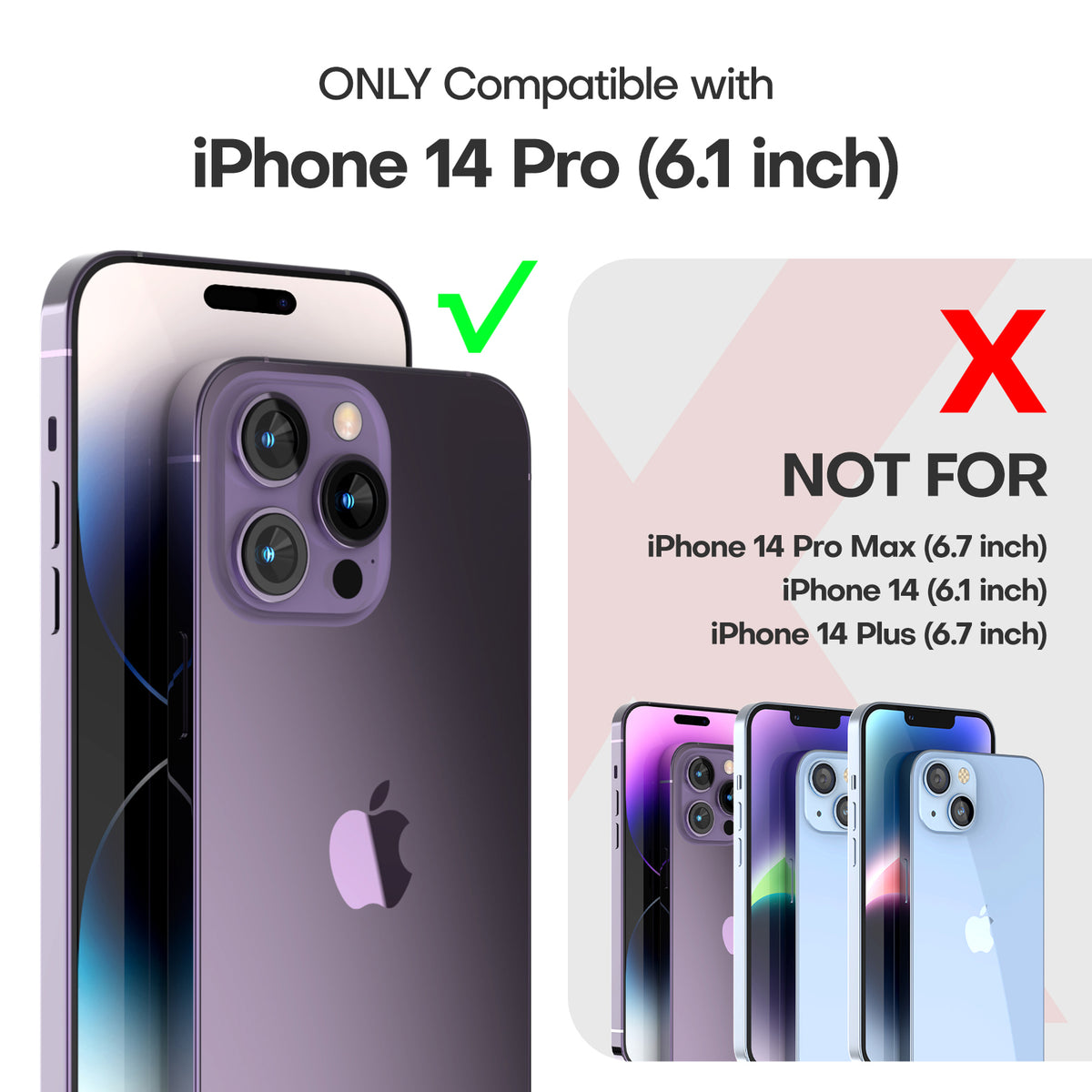 TAURI [5 in 1] for iPhone 14 Pro Case Clear, [Not Yellowing] with 2X Tempered Glass Screen Protector + 2X Camera Lens Protector, [Military Grade Drop Protection] Shockproof Slim Phone Case 6.1 Inch