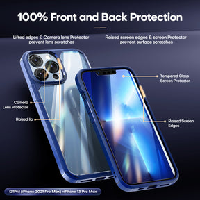 TAURI [3 in 1] Defender Designed for 13 Pro Max Case 6.7 Inch, with 2 Pack Tempered Glass Screen Protector + 2 Pack Camera Lens Protector [Military Grade Protection] Shockproof Slim Thin