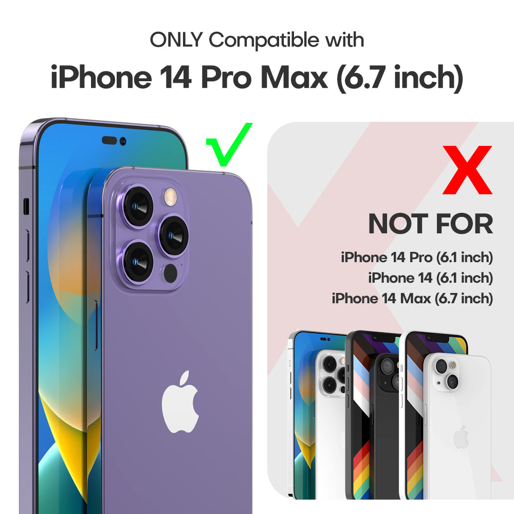 TAURI [5 in 1] for iPhone 14 Pro Max Case [Not Yellowing], with 2 Tempered Glass Screen Protectors + 2 Camera Lens Protectors [Military Grade Protection] Shockproof Slim 14 Pro Max 6.7 Inch, Purple