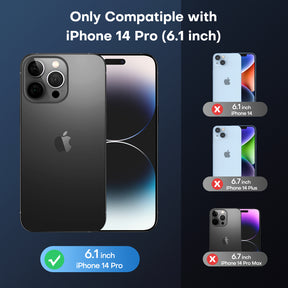 TAURI [5 in 1] Magnetic Case for iPhone 14 Pro [Military Grade Drop Protection] with 2X Screen Protector +2X Camera Lens Protector, Translucent Matte Slim Fit Compatible with Magsafe Case-Clear