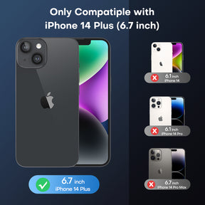 TAURI [5 in 1] Magnetic Case for iPhone 14 Plus [Military Grade Drop Protection] with 2X Screen Protector +2X Camera Lens Protector, Translucent Matte Slim Fit Compatible with Magsafe Case-Black