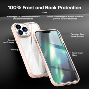 TAURI [3 in 1] Defender Designed for iPhone 13 Pro Case 6.1 Inch, with 2 Pack Tempered Glass Screen Protector + 2 Pack Camera Lens Protector [Military Grade Protection] Shockproof Slim Thin