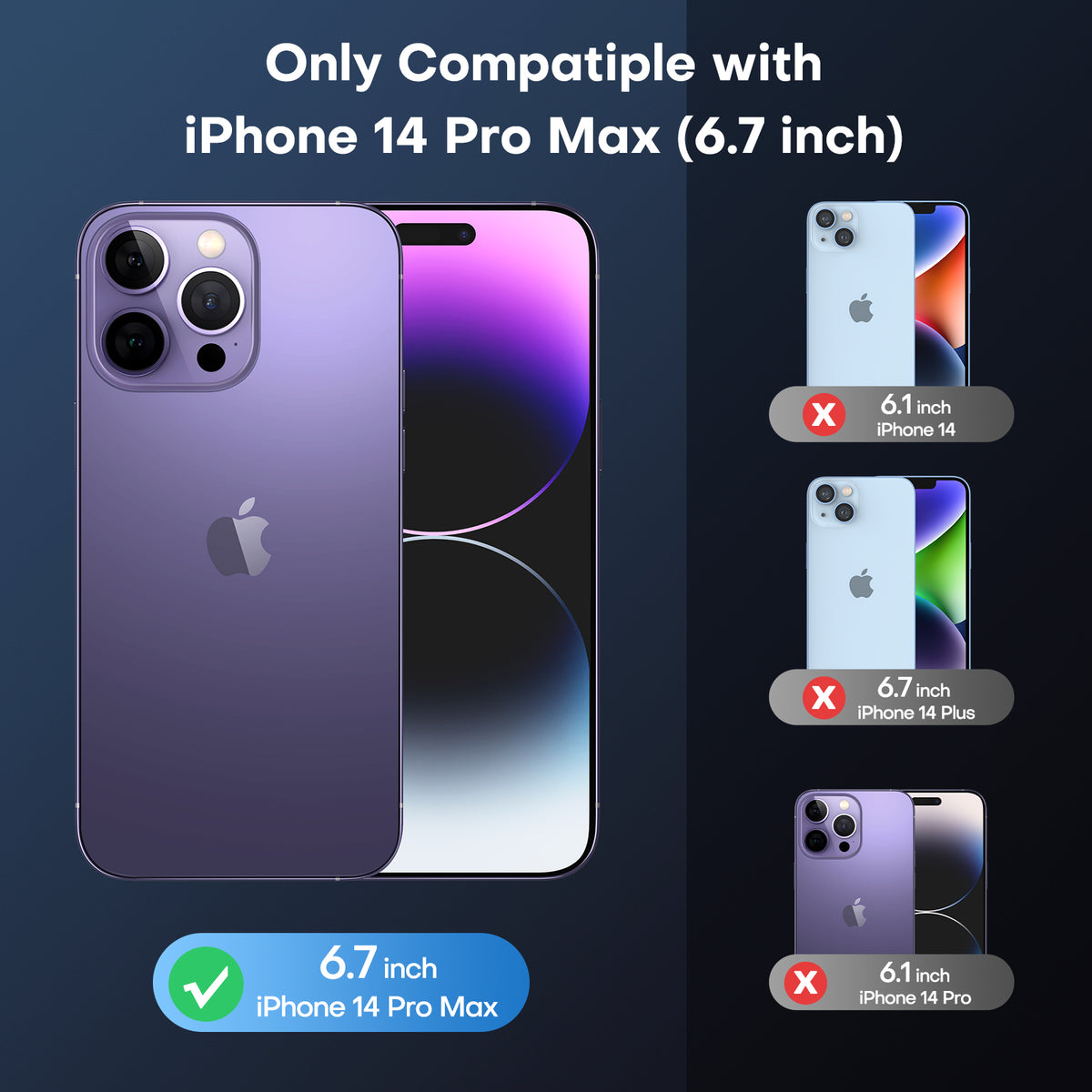 TAURI [5 in 1] Magnetic Case for iPhone 14 Pro Max [Military Grade Drop Protection] with 2X Screen Protector +2X Camera Lens Protector, Translucent Matte Slim Fit Compatible with Magsafe Case-Purple