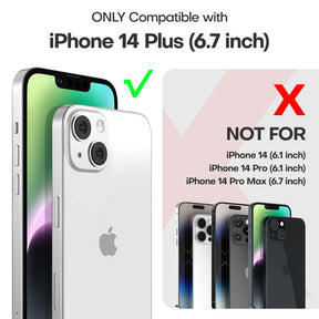 TAURI [5 in 1] for iPhone 14 Plus Case [Not Yellowing], with 2 Tempered Glass Screen Protectors+2 Camera Lens Protectors [Military Grade Protection] Shockproof Slim iPhone 14 Plus Case 6.7 Inch-Green
