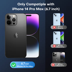TAURI [5 in 1] Magnetic Case for iPhone 14 Pro Max [Military Grade Drop Protection] with 2X Screen Protector +2X Camera Lens Protector, Translucent Matte Slim Fit Compatible with Magsafe Case-Black