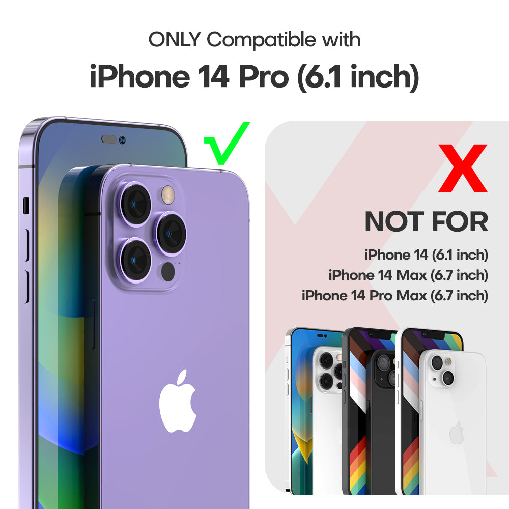 TAURI [5 in 1] for iPhone 14 Pro Case, [Not Yellowing] with 2X Tempered Glass Screen Protector + 2X Camera Lens Protector, [Military Grade Drop Protection] Shockproof Slim Phone Case 6.1 Inch, Purple