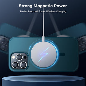 TAURI [5 in 1] Magnetic Case for iPhone 14 Pro [Military Grade Drop Protection] with 2X Screen Protector +2X Camera Lens Protector, Translucent Matte Slim Fit Compatible with Magsafe Case-Clear