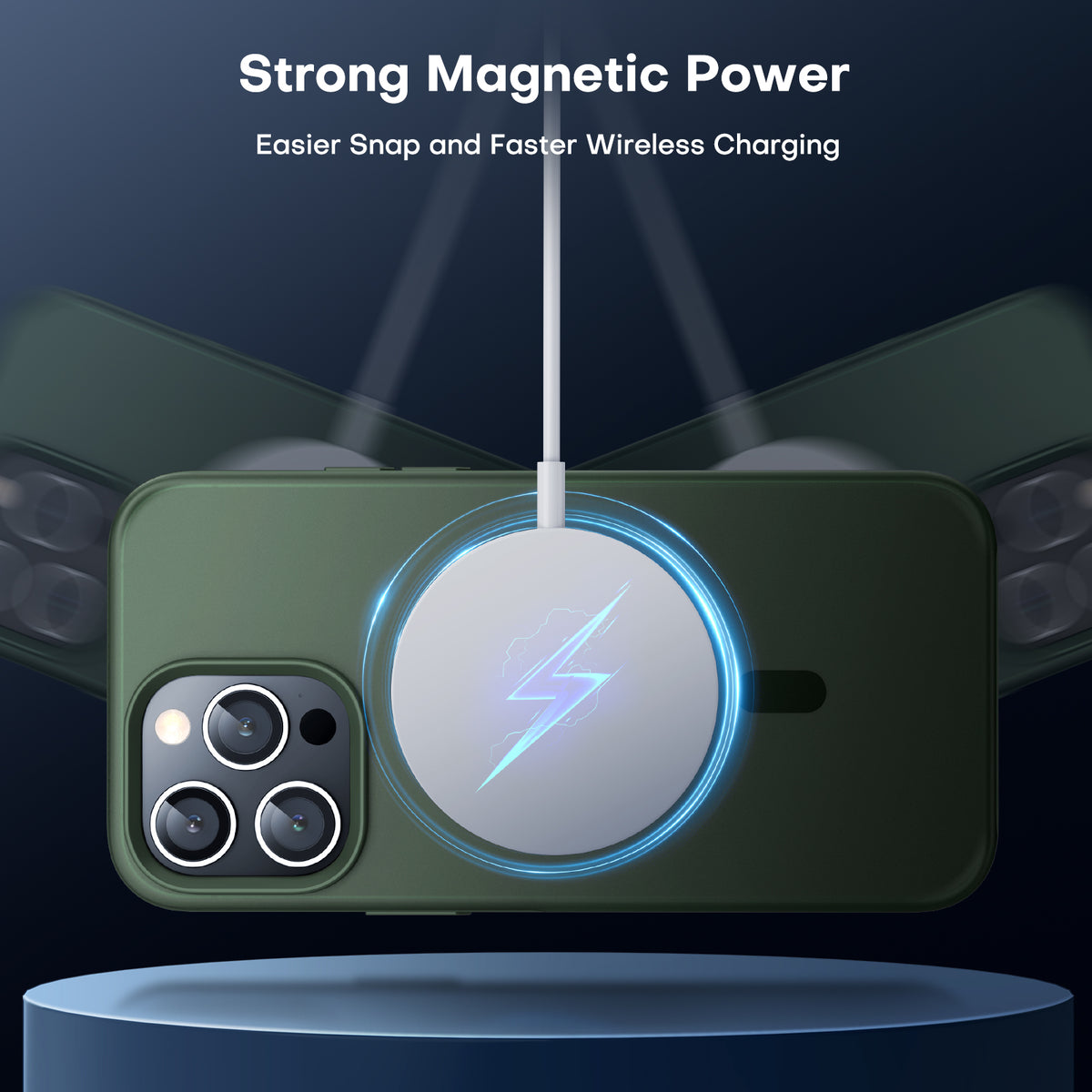 TAURI [5 in 1] Magnetic Case for iPhone 14 Pro Max [Military Grade Drop Protection] with 2X Screen Protector +2X Camera Lens Protector, Translucent Matte Slim Fit Compatible with Magsafe Case-Green