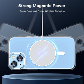TAURI [5 in 1] Magnetic Case for iPhone 14 Plus [Military Grade Drop Protection] with 2X Screen Protector +2X Camera Lens Protector, Translucent Matte Slim Fit Compatible with Magsafe Case-Clear