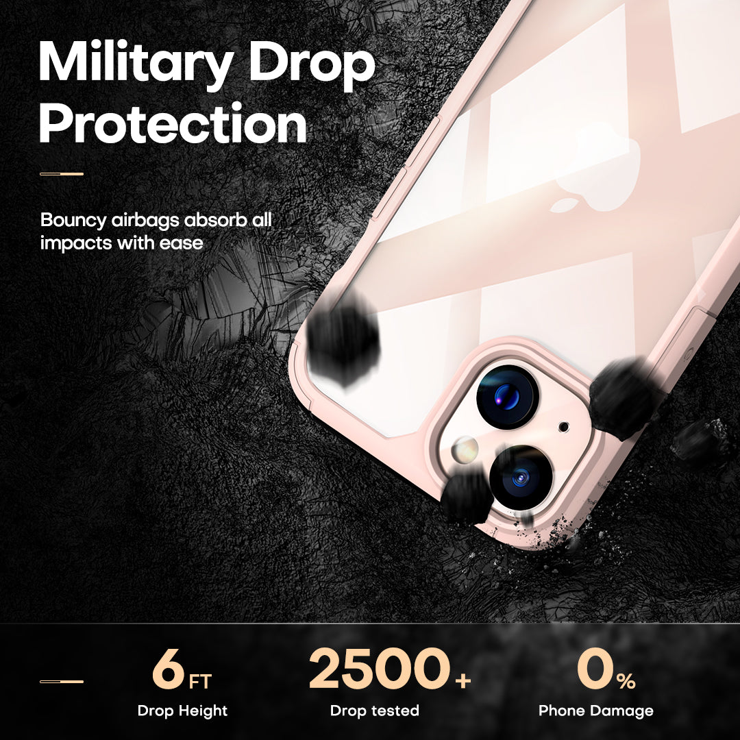 TAURI [3 in 1] Defender Designed for iPhone 13 Case 6.1 Inch, with 2 Pack Tempered Glass Screen Protector + 2 Pack Camera Lens Protector [Military Grade Protection] Shockproof Slim Thin