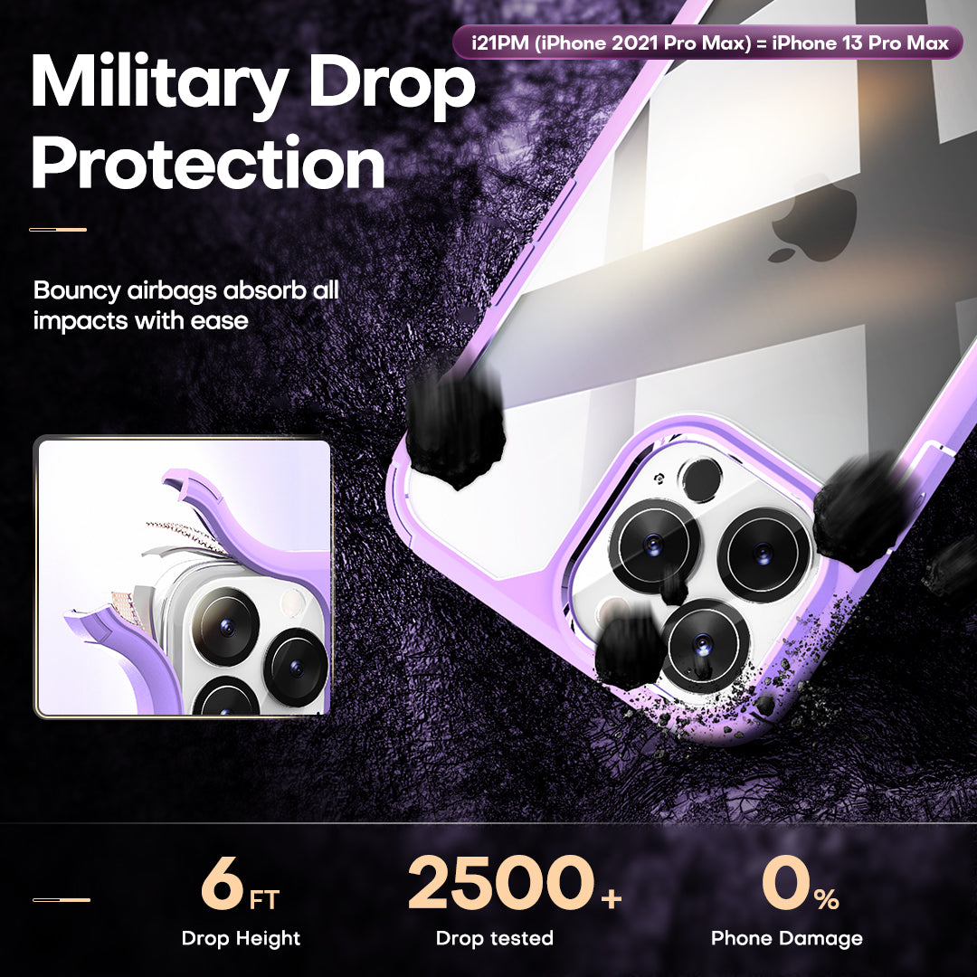 TAURI [3 in 1] Defender Designed for 13 Pro Max Case 6.7 Inch, with 2 Pack Tempered Glass Screen Protector + 2 Pack Camera Lens Protector [Military Grade Protection] Shockproof Slim Thin