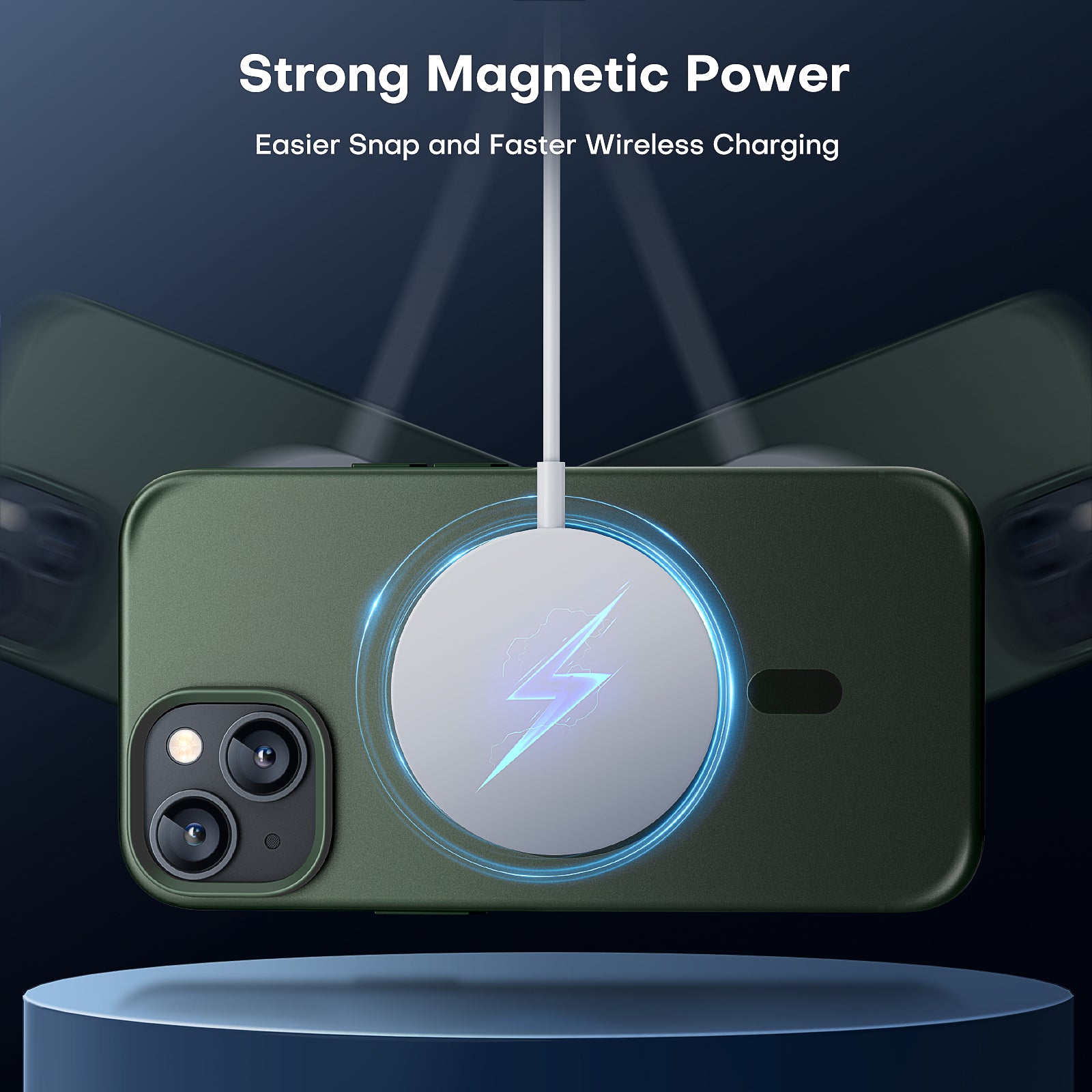 TAURI [5 in 1] Magnetic for iPhone 14 Case [Compatible with MagSafe] with 2 Screen Protector +2 Camera Lens Protector, [Military Grade Drop Protection] Translucent Matte Slim Case 6.1 Inch, Green
