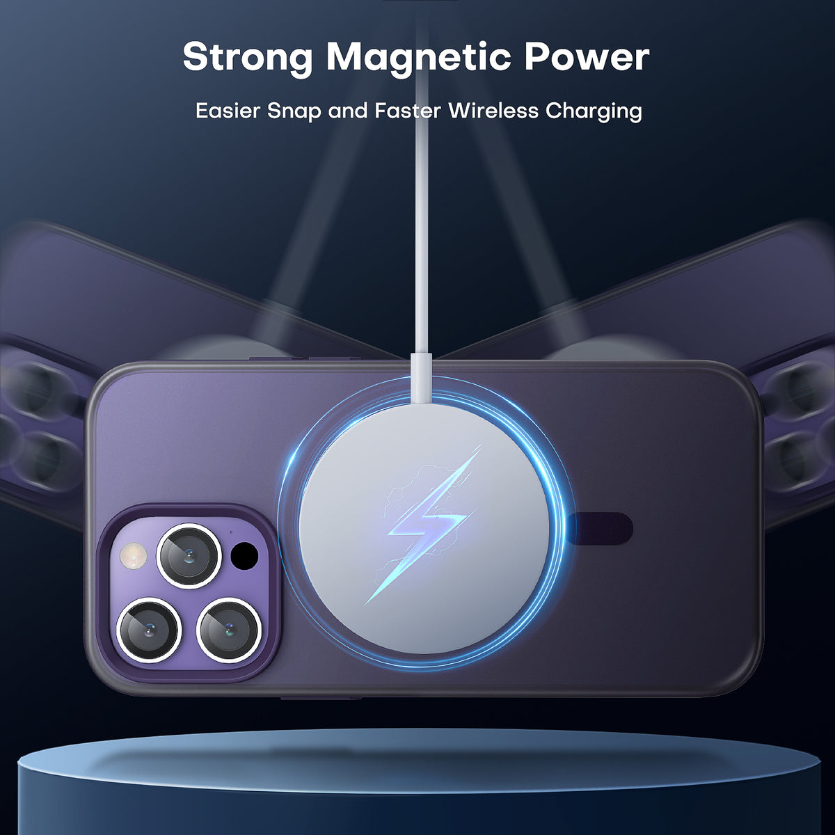 TAURI [5 in 1] Magnetic Case for iPhone 14 Pro Max [Military Grade Drop Protection] with 2X Screen Protector +2X Camera Lens Protector, Translucent Matte Slim Fit Compatible with Magsafe Case-Purple
