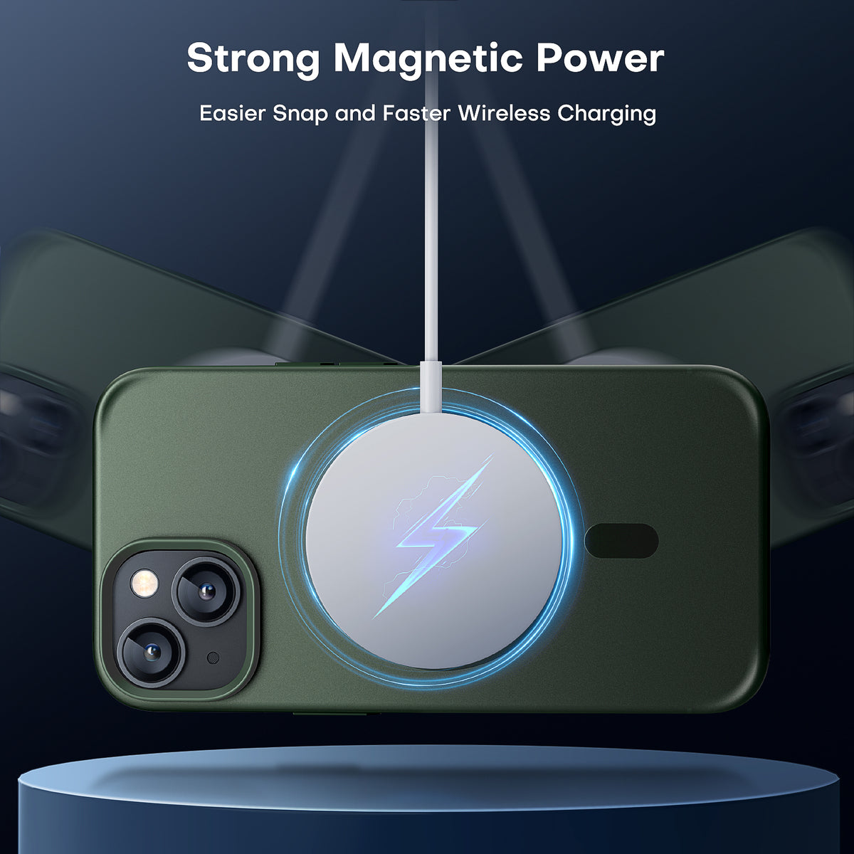 TAURI [5 in 1] Magnetic Case for iPhone 14 Plus [Military Grade Drop Protection] with 2X Screen Protector +2X Camera Lens Protector, Translucent Matte Slim Fit Compatible with Magsafe Case-Green