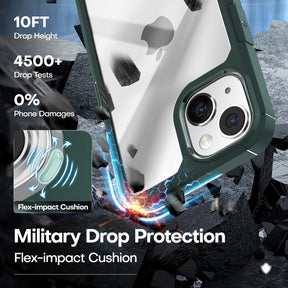 TAURI [5 in 1] for iPhone 14 Plus Case [Not Yellowing], with 2 Tempered Glass Screen Protectors+2 Camera Lens Protectors [Military Grade Protection] Shockproof Slim iPhone 14 Plus Case 6.7 Inch-Green