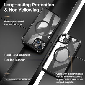 TAURI [3 in 1] Defender Designed for iPhone 13 Case 6.1 Inch, with 2 Pack Tempered Glass Screen Protector + 2 Pack Camera Lens Protector [Military Grade Protection] Shockproof Slim Thin