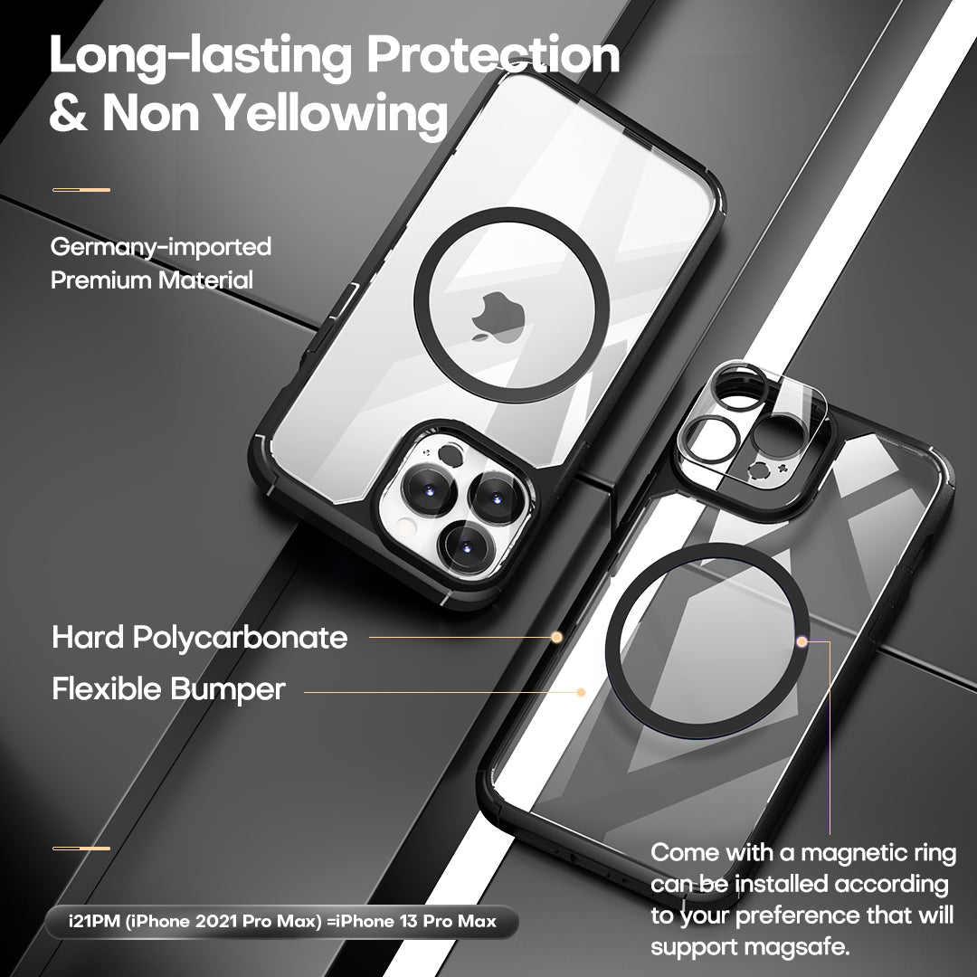 TAURI [3 in 1] Defender Designed for 13 Pro Max Case 6.7 Inch, with 2 Pack Tempered Glass Screen Protector + 2 Pack Camera Lens Protector [Military Grade Protection] Shockproof Slim Thin
