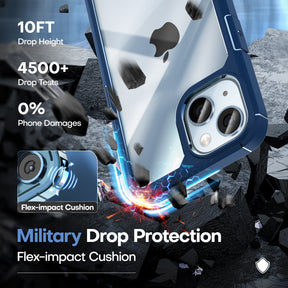 TAURI [5 in 1] for iPhone 14 Plus Case [Not Yellowing], with 2 Tempered Glass Screen Protectors+2 Camera Lens Protectors [Military Grade Protection] Shockproof Slim iPhone 14 Plus Case 6.7 Inch-Blue