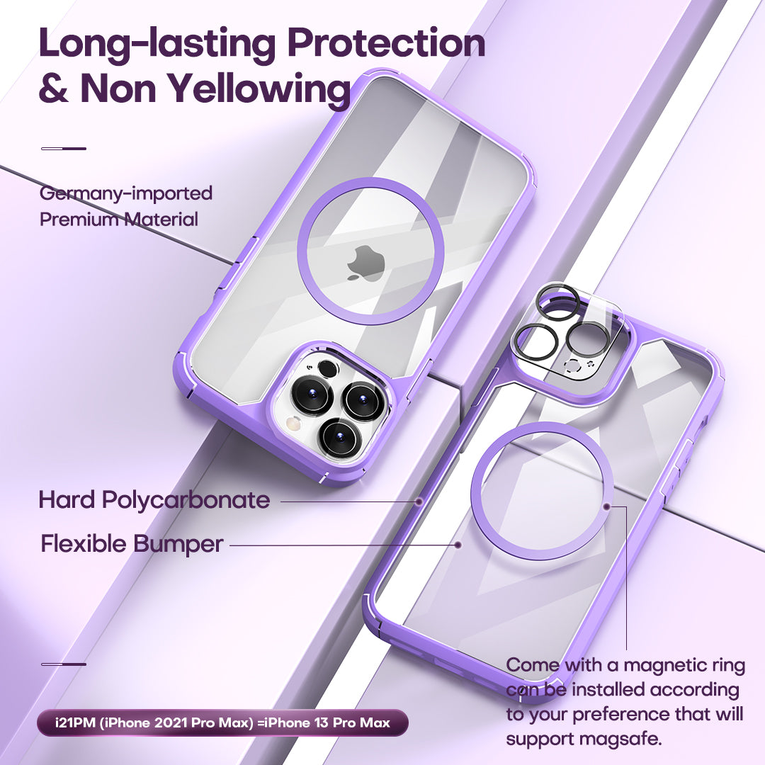 TAURI [3 in 1] Defender Designed for 13 Pro Max Case 6.7 Inch, with 2 Pack Tempered Glass Screen Protector + 2 Pack Camera Lens Protector [Military Grade Protection] Shockproof Slim Thin