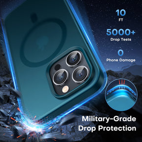 TAURI [5 in 1] Magnetic Case for iPhone 14 Pro [Military Grade Drop Protection] with 2X Screen Protector +2X Camera Lens Protector, Translucent Matte Slim Fit Compatible with Magsafe Case-Clear