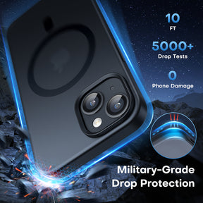 TAURI [5 in 1] Magnetic Case for iPhone 14 Plus [Military Grade Drop Protection] with 2X Screen Protector +2X Camera Lens Protector, Translucent Matte Slim Fit Compatible with Magsafe Case-Black