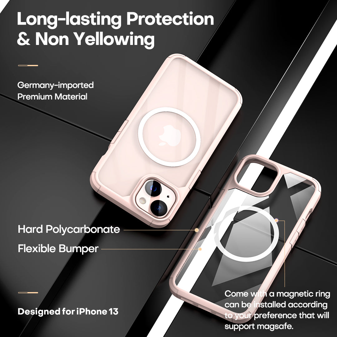 TAURI [3 in 1] Defender Designed for iPhone 13 Case 6.1 Inch, with 2 Pack Tempered Glass Screen Protector + 2 Pack Camera Lens Protector [Military Grade Protection] Shockproof Slim Thin