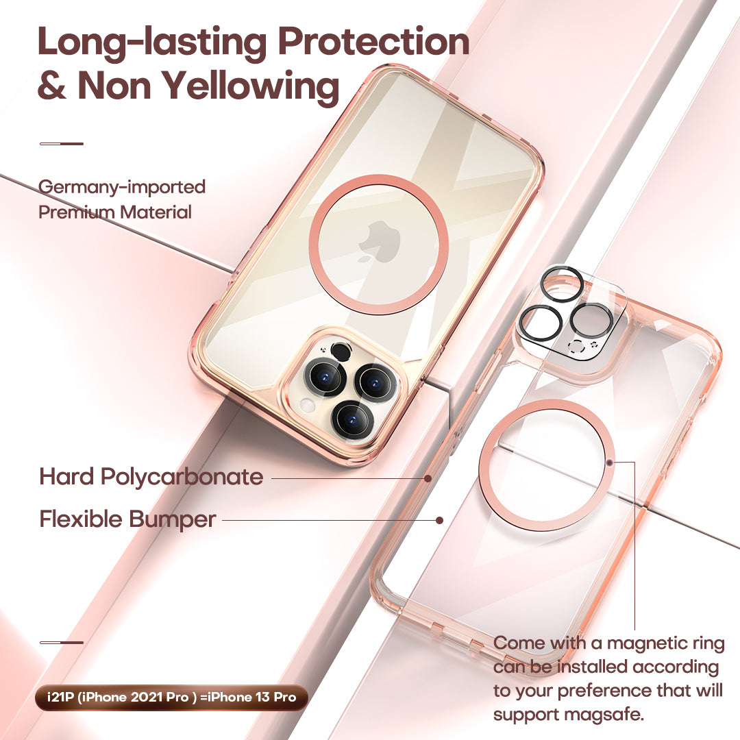 TAURI [3 in 1] Defender Designed for iPhone 13 Pro Case 6.1 Inch, with 2 Pack Tempered Glass Screen Protector + 2 Pack Camera Lens Protector [Military Grade Protection] Shockproof Slim Thin