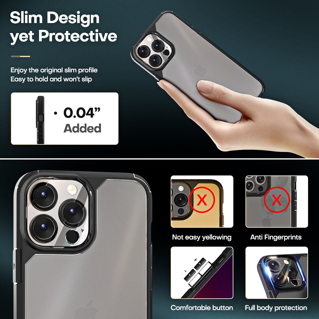 TAURI [3 in 1] Defender Designed for 13 Pro Max Case 6.7 Inch, with 2 Pack Tempered Glass Screen Protector + 2 Pack Camera Lens Protector [Military Grade Protection] Shockproof Slim Thin