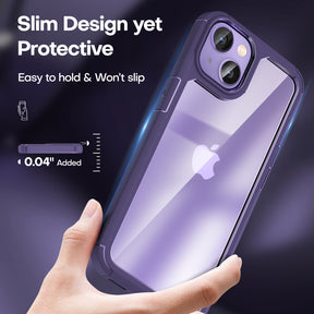 TAURI [5 in 1] for iPhone 14 Plus Case [Not Yellowing], with 2 Tempered Glass Screen Protectors+2 Camera Lens Protectors [Military Grade Protection] Shockproof Slim iPhone 14 Plus Case 6.7 Inch-Purple