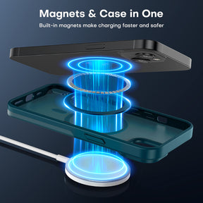 TAURI [5 in 1] Strong Magnetic Clear for iPhone 14 Case [Compatible with MagSafe] with 2 Screen Protector +2 Camera Lens Protector, [Military Drop Protection] Slim Phone Case for iPhone 14 6.1 Inch