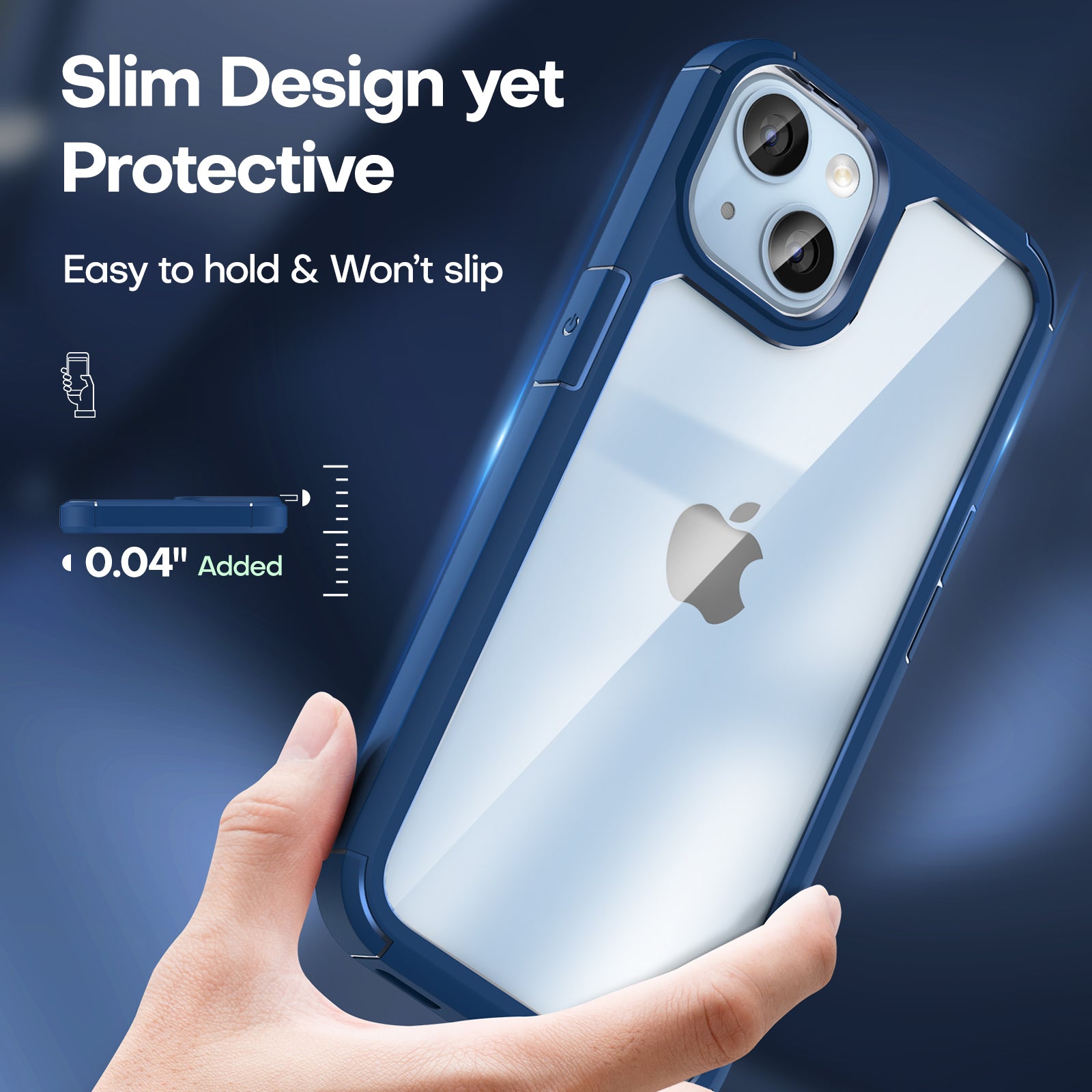 TAURI [5 in 1] for iPhone 14 Plus Case [Not Yellowing], with 2 Tempered Glass Screen Protectors+2 Camera Lens Protectors [Military Grade Protection] Shockproof Slim iPhone 14 Plus Case 6.7 Inch-Blue