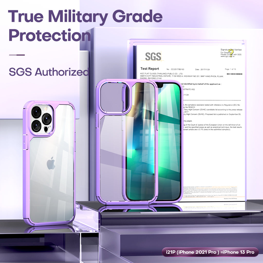 TAURI [3 in 1] Defender Designed for iPhone 13 Pro Case 6.1 Inch, with 2 Pack Tempered Glass Screen Protector + 2 Pack Camera Lens Protector [Military Grade Protection] Shockproof Slim Thin