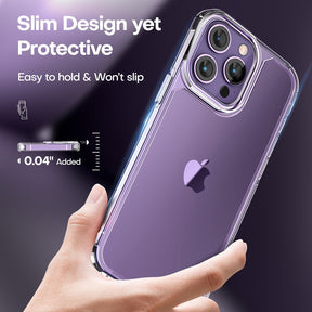 TAURI [5 in 1] for iPhone 14 Pro Case Clear, [Not Yellowing] with 2X Tempered Glass Screen Protector + 2X Camera Lens Protector, [Military Grade Drop Protection] Shockproof Slim Phone Case 6.1 Inch