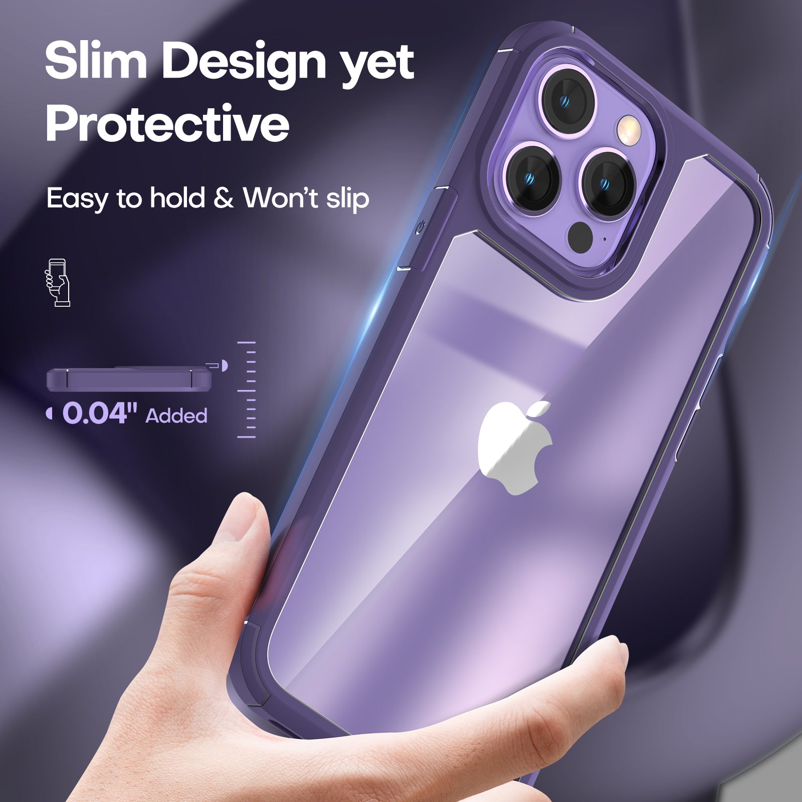 TAURI [5 in 1] for iPhone 14 Pro Case, [Not Yellowing] with 2X Tempered Glass Screen Protector + 2X Camera Lens Protector, [Military Grade Drop Protection] Shockproof Slim Phone Case 6.1 Inch, Purple