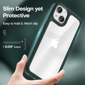 TAURI [5 in 1] for iPhone 14 Plus Case [Not Yellowing], with 2 Tempered Glass Screen Protectors+2 Camera Lens Protectors [Military Grade Protection] Shockproof Slim iPhone 14 Plus Case 6.7 Inch-Green