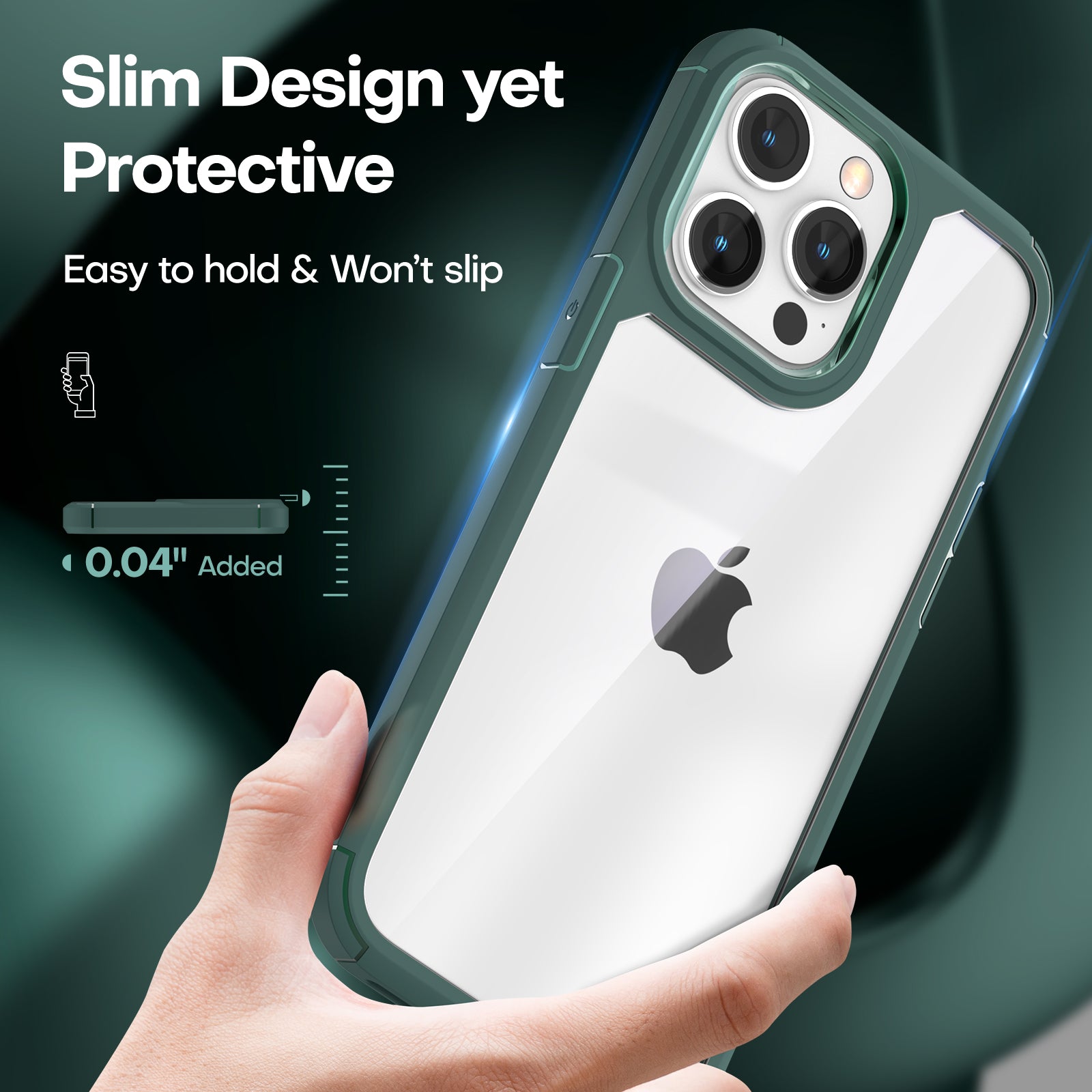 TAURI [5 in 1] for iPhone 14 Pro Case, [Not Yellowing] with 2X Tempered Glass Screen Protector + 2X Camera Lens Protector, [Military Grade Drop Protection] Shockproof Slim Phone Case 6.1 Inch, Green