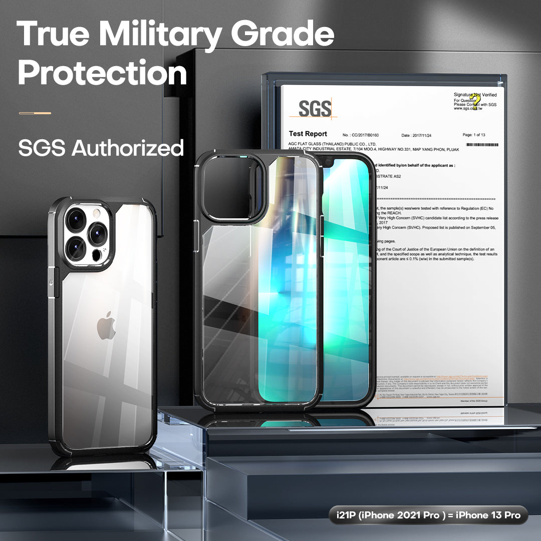 TAURI [3 in 1] Defender Designed for iPhone 13 Pro Case 6.1 Inch, with 2 Pack Tempered Glass Screen Protector + 2 Pack Camera Lens Protector [Military Grade Protection] Shockproof Slim Thin