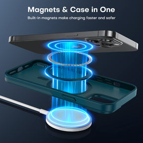 TAURI [5 in 1] Magnetic Case for iPhone 14 Pro [Military Grade Drop Protection] with 2X Screen Protector +2X Camera Lens Protector, Translucent Matte Slim Fit Compatible with Magsafe Case-Clear