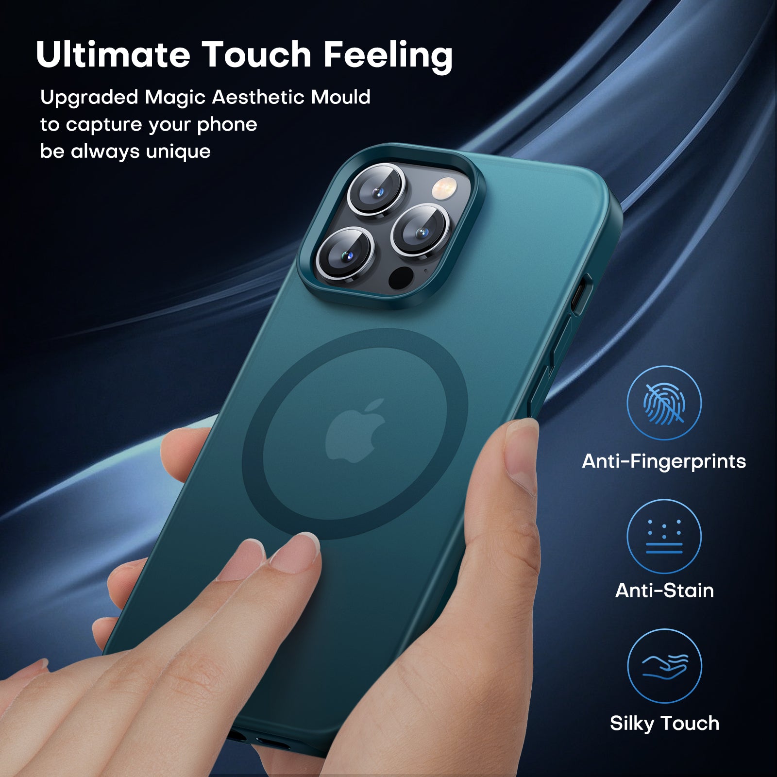 TAURI [5 in 1] Magnetic Case for iPhone 14 Pro [Military Grade Drop Protection] with 2X Screen Protector +2X Camera Lens Protector, Translucent Matte Slim Fit Compatible with Magsafe Case-Clear