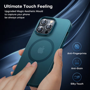 TAURI [5 in 1] Magnetic Case for iPhone 14 Pro [Military Grade Drop Protection] with 2X Screen Protector +2X Camera Lens Protector, Translucent Matte Slim Fit Compatible with Magsafe Case-Clear