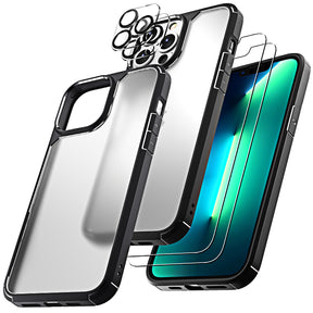 TAURI [3 in 1] Defender Designed for iPhone 13 Pro Case 6.1 Inch, with 2 Pack Tempered Glass Screen Protector + 2 Pack Camera Lens Protector [Military Grade Protection] Shockproof Slim Thin