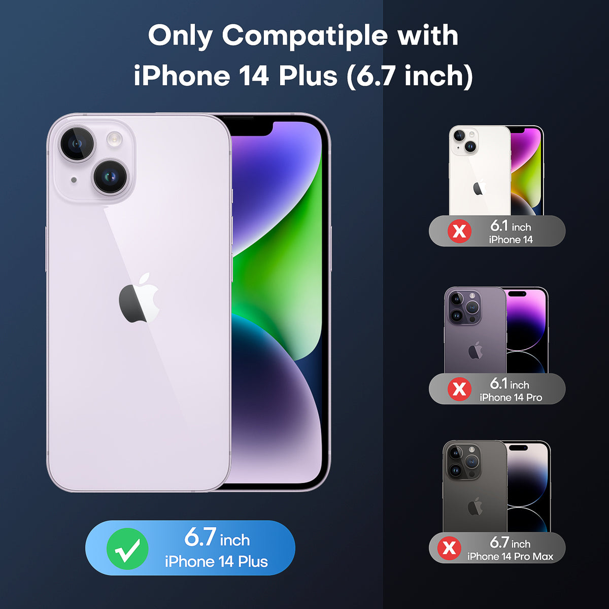 TAURI [5 in 1] Magnetic Case for iPhone 14 Plus [Military Grade Drop Protection] with 2X Screen Protector +2X Camera Lens Protector, Translucent Matte Slim Fit Compatible with Magsafe Case-Purple