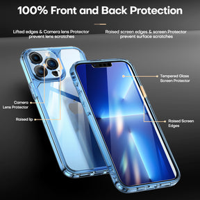 TAURI [3 in 1] Defender Designed for iPhone 13 Pro Case 6.1 Inch, with 2 Pack Tempered Glass Screen Protector + 2 Pack Camera Lens Protector [Military Grade Protection] Shockproof Slim Thin