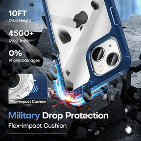 TAURI [5 in 1] for iPhone 14 Case, [Not Yellowing] with 2 Tempered Glass Screen Protector + 2 Camera Lens Protector [Military Drop Protection] Shockproof Slim Phone Case for iPhone 14 6.1 Inch-Blue