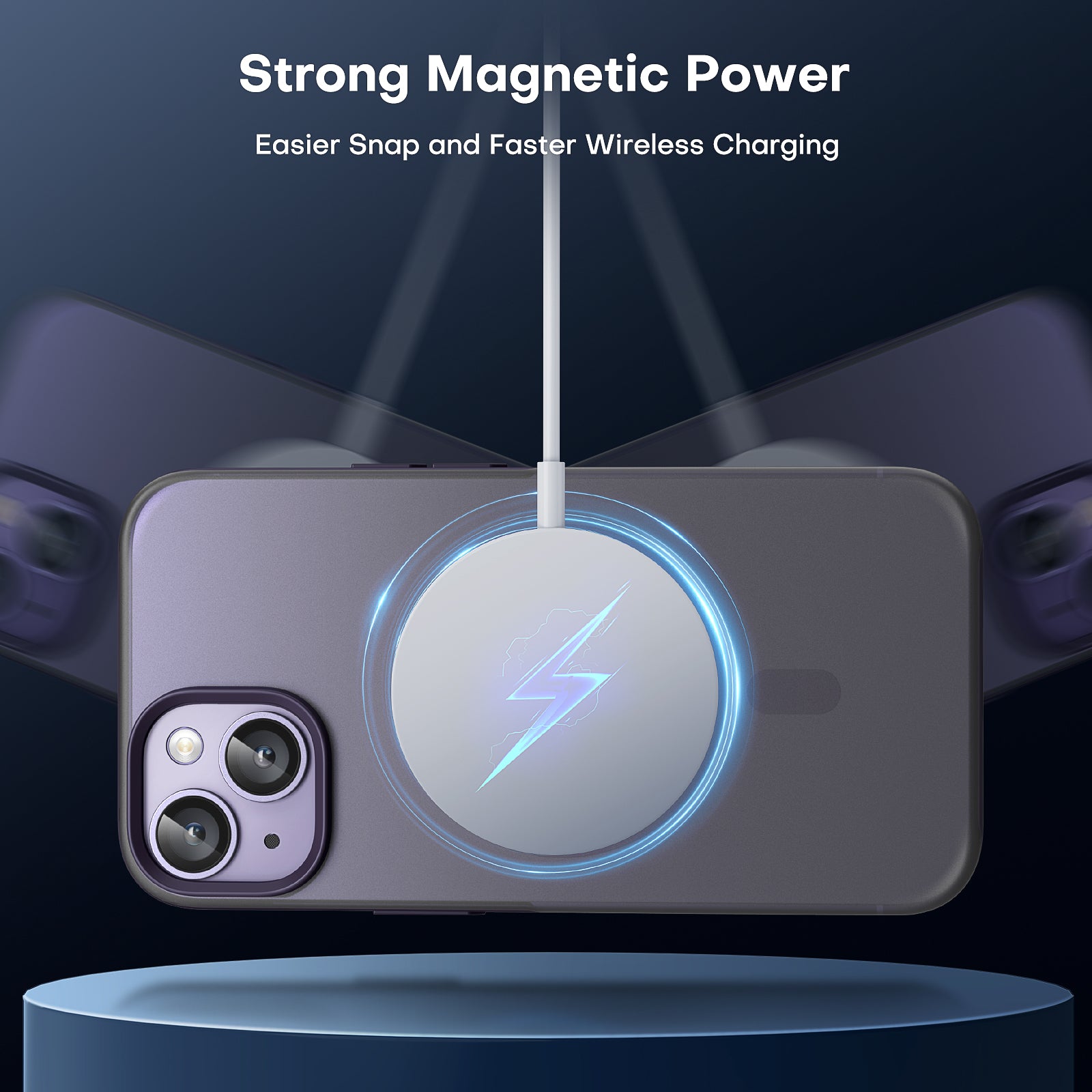 TAURI [5 in 1] Magnetic Case for iPhone 14 Plus [Military Grade Drop Protection] with 2X Screen Protector +2X Camera Lens Protector, Translucent Matte Slim Fit Compatible with Magsafe Case-Purple